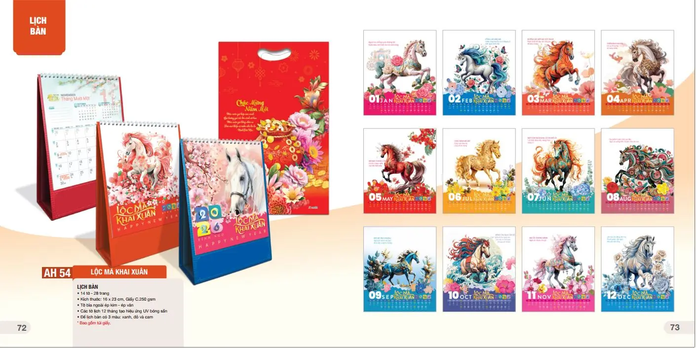 Lịch Bàn 2026 Lộc Mã Khai Xuân – Thiết Kế Sang Trọng, May Mắn Cả Năm